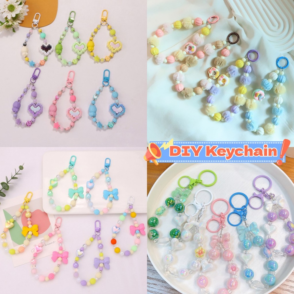 Anti-lost Chain ชุดหูฟังจี ้ กระเป ๋ า Love Heart Star หมีลูกปัดพวงกุญแจโทรศัพท ์ น ่ ารัก INS Candy สีของขวัญ