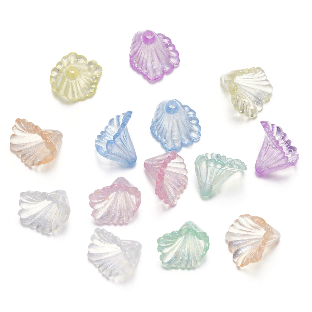 Skunkka.13 *13.5 มม.30/50pcs Multi-สีโปร ่ งใส Mermaid Morning Glory ลูกปัดอุปกรณ ์ เสริมสําหรับ DIY Handmade ลูกปัดทําสร ้ อยคอสร ้ อยข ้ อมือ