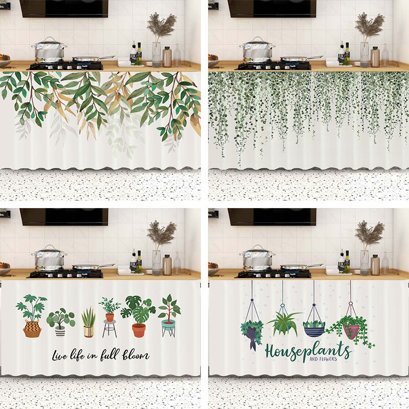 2409Simple Green Plant Blocking ผ ้ าม ่ านตกแต ่ ง Anti-dust Locker ผ ้ าม ่ าน