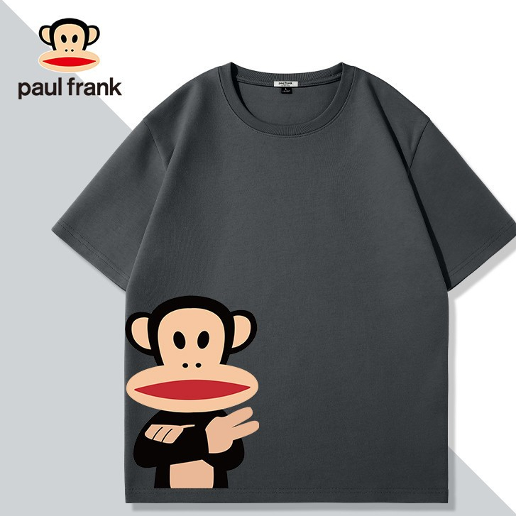Paul frank/Big Mouth Monkey Print American Style Street Wear เสื้อยืดผู้ชายผู้หญิง 2024 แขนสั้นสไตล์ใหม่