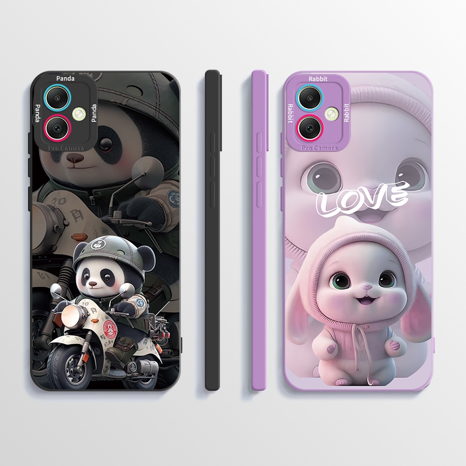 สําหรับ Samsung Galaxy A04 กรณีกระต่ายน่ารัก Panda ทาสีกล้องซิลิโคนป้องกันปลอกอ่อนสําหรับ Samsung A04 04