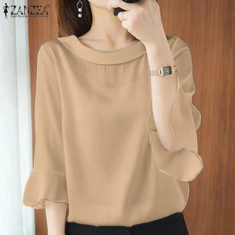Zanzea เสื้อเบลาส์ลําลอง แขน 3/4 ทรงหลวม สไตล์เกาหลี สําหรับผู้หญิง — صورة 6