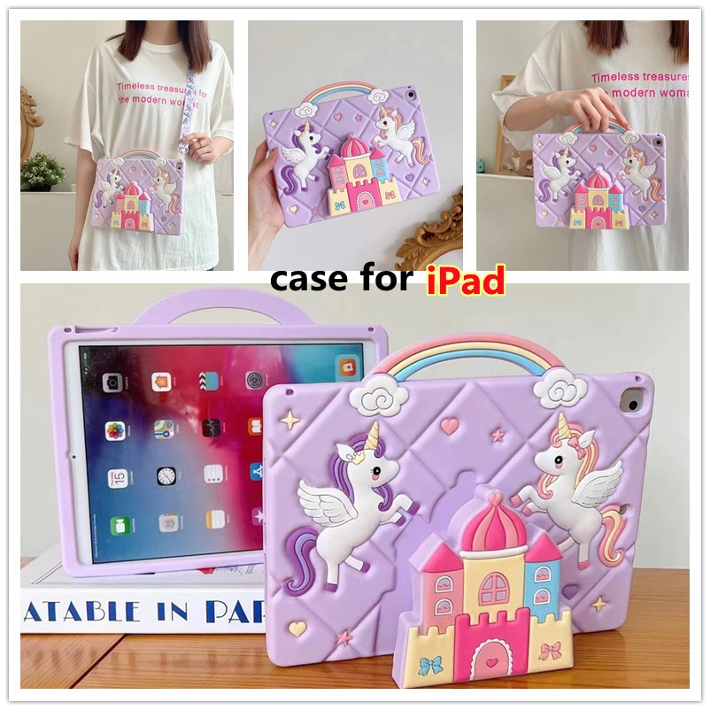 CaseสําหรับiPad Ipad Air 11 Pro 11 2024 Pad Ai5 Air4 10th Gen 10.9 นิ้ว 9th 8th 7th 10.2 กรณี 5th 6th 9.7 Pro 11 2020 Mini 6 5 ยูนิคอร์นปราสาทซิลิคอนเด็กกรณี