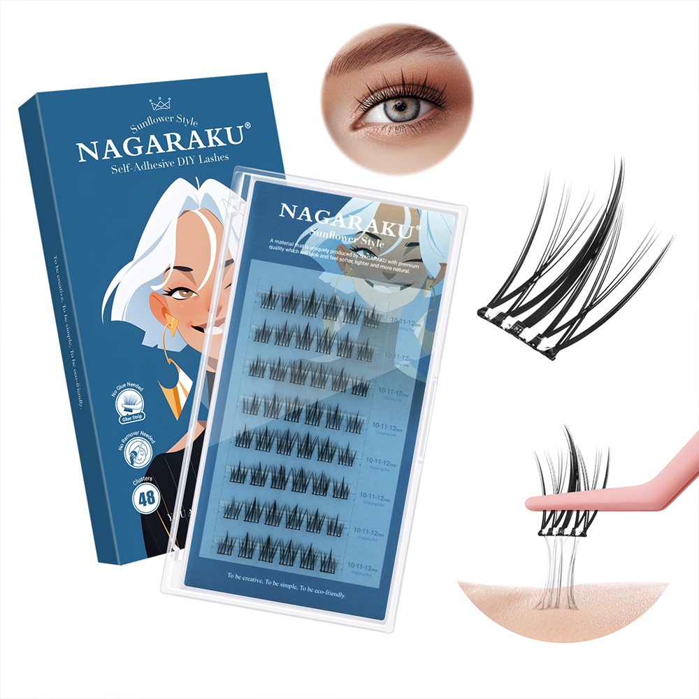 Nagaraku Self-Adhesive DIY ขนตาปลอม Self-Grafting ขนตาปลอมสไตล์ดอกทานตะวัน