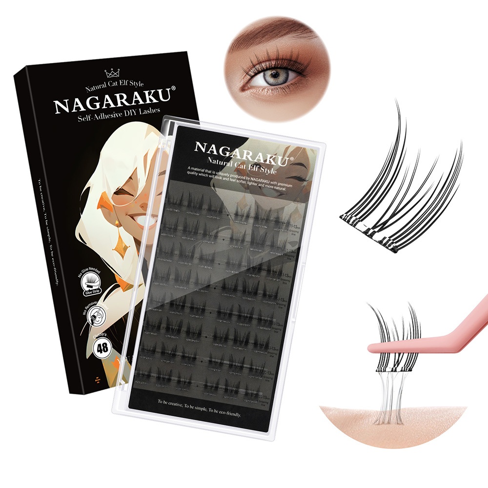 Nagaraku Self-Adhesive DIY ขนตาปลอม Self-Grafting ขนตาปลอมธรรมชาติ Cat Elf สไตล์