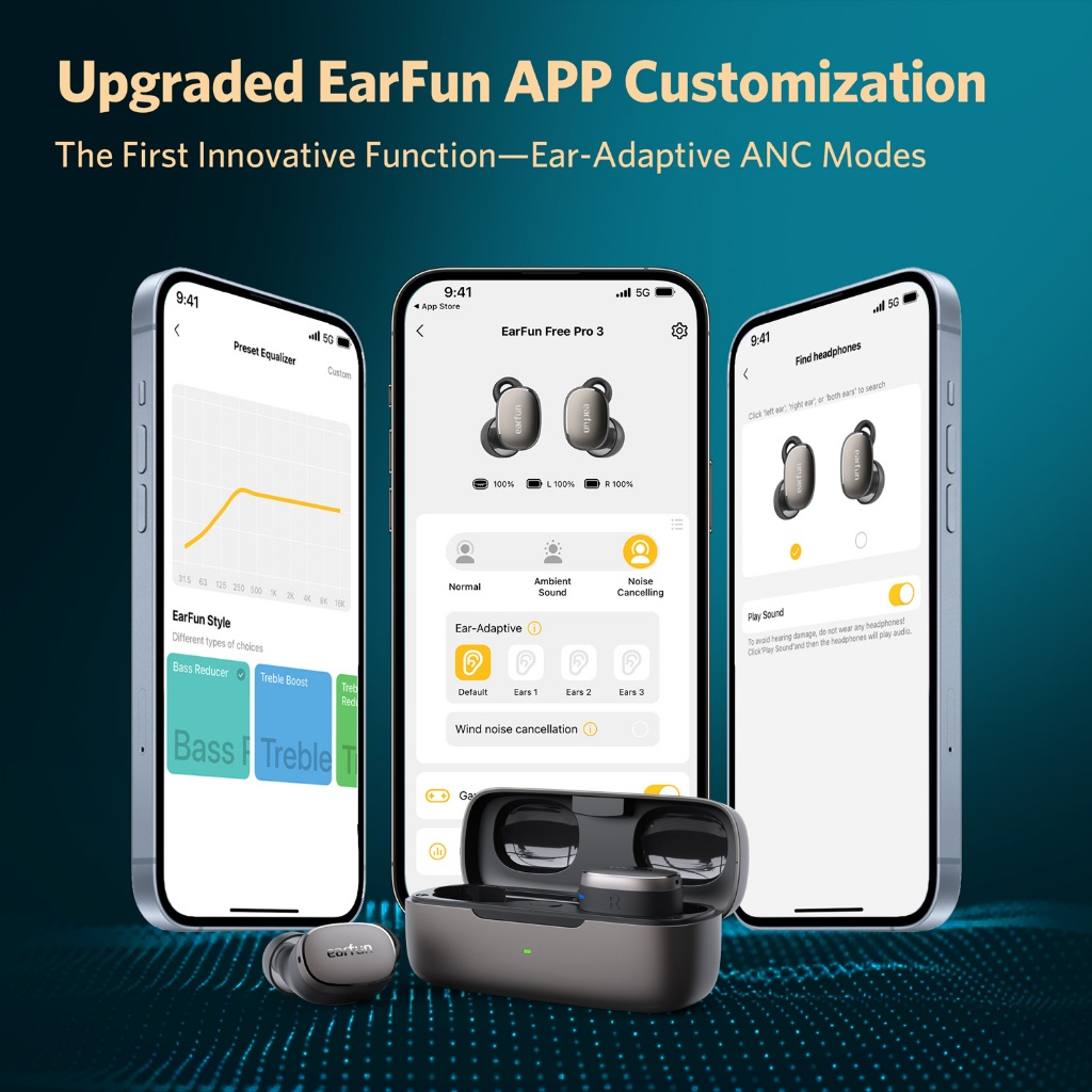Earfun Free Pro 3 หูฟังไร้สายบลูทูธ สายตัดเสียงรบกวน 6 ไมโครโฟน ENC, เสียง Hi-Res, เสียง Snapdragon
