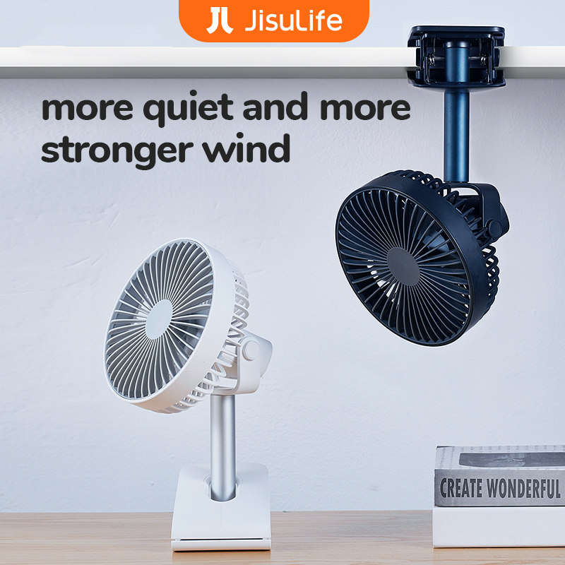 JISULIFE พัดลมคลิปแบบพกพา 4000mAh USB ชาร์จพัดลมรถเข็นเด็กอเนกประสงค์โต๊ะคูลลิ่งสํานักงานยืน