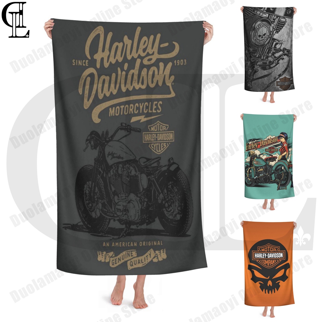 Harley Davidsons ผ้าขนหนูไมโครไฟเบอร์ Unisex เสื้อคลุมอาบน้ำผ้าขนหนูแฟชั่นพิมพ์ผ้าขนหนูชายหาด 130 * 80 ซม. (52 * 32 นิ้ว)