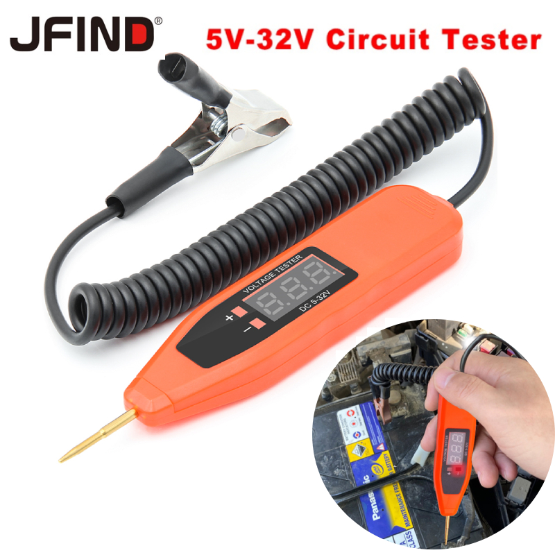 ปากกาทดสอบวงจรไฟฟ้า หน้าจอ LCD ดิจิทัล 5-32V สําหรับรถยนต์ และรถจักรยานยนต์
