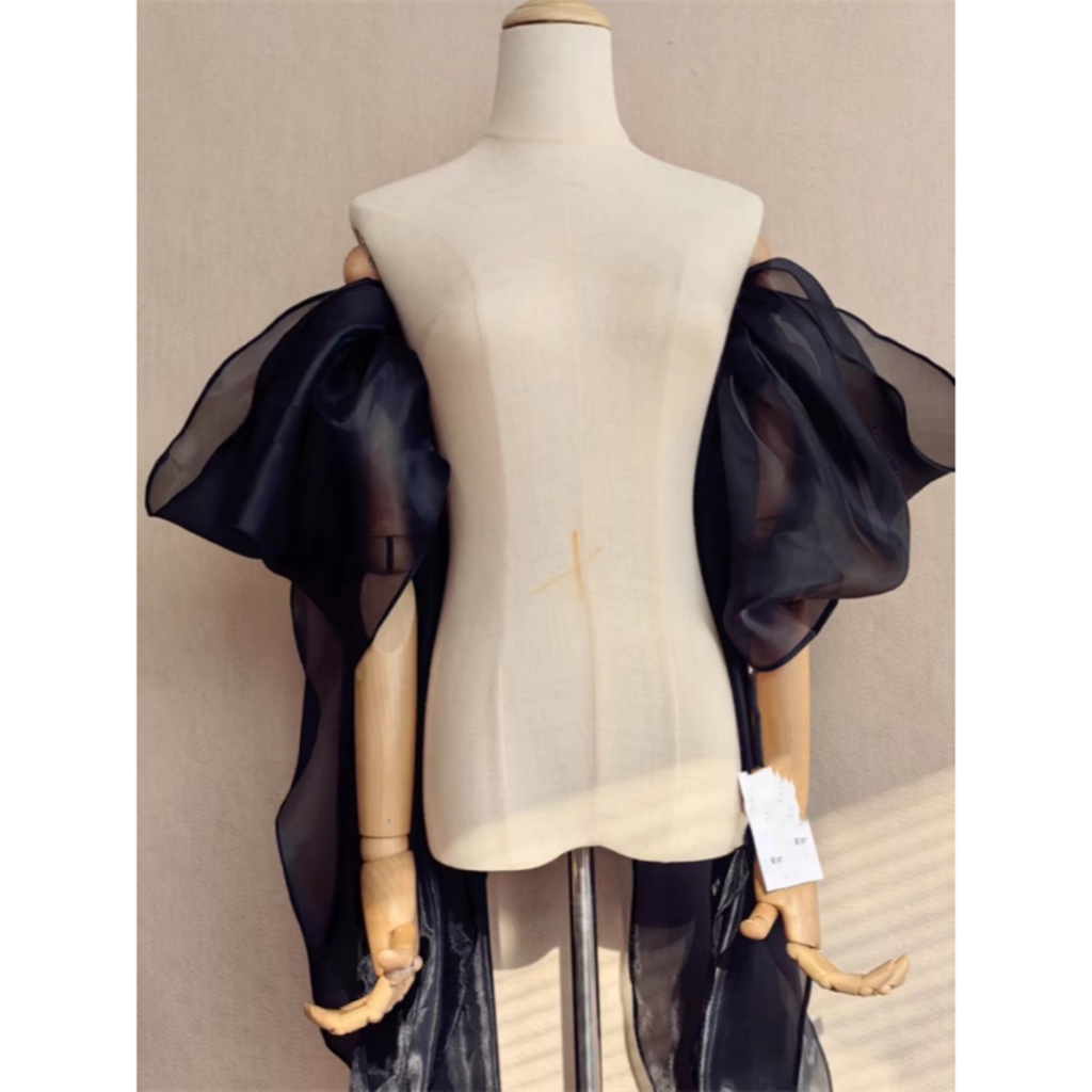 Organza เจ ้ าสาวแขน Elegant ยาวผู ้ หญิงชุดแต ่ งงานชุดอุปกรณ ์ เสริมหลายสี