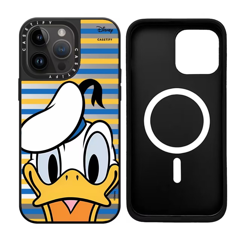 Happy Donald Duck Hard วัสดุแม่เหล็กฝาครอบโทรศัพท์,สําหรับ iPhone 15Promax 15Pro 15Plus 15 14 13Promax 13Pro 13 12Promax 12Pro 12 11