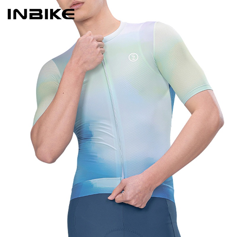 INBIKE เสื้อปั่นจักรยานผู้ชาย แขนสั้นสําหรับปั่นจักรยานฤดูร้อน ระบายอากาศได้ดี มีกระเป๋า 3 ช่อง