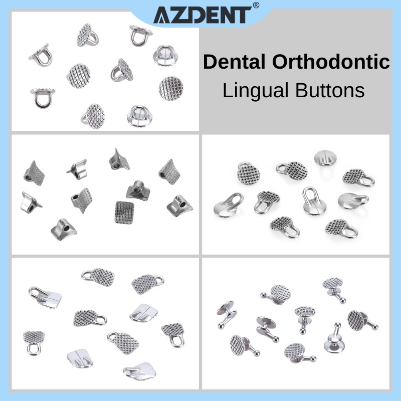 Azdent ทันตกรรมจัดฟัน Direct Bond ตาไก่รอบ/ฐานสี่เหลี่ยม Lingual ปุ่ม 10 ชิ้น/แพ็ค