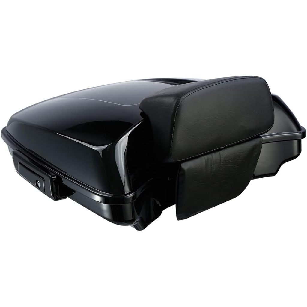 Vivid Black Razor Tour Pack Pack Trunk พร้อมแผ่นรองพนักพิงเหมาะสําหรับ Harley Touring Models Road King, Road Glide, Street Glide, Electra Glide, Ultra-Classic 2014-2023