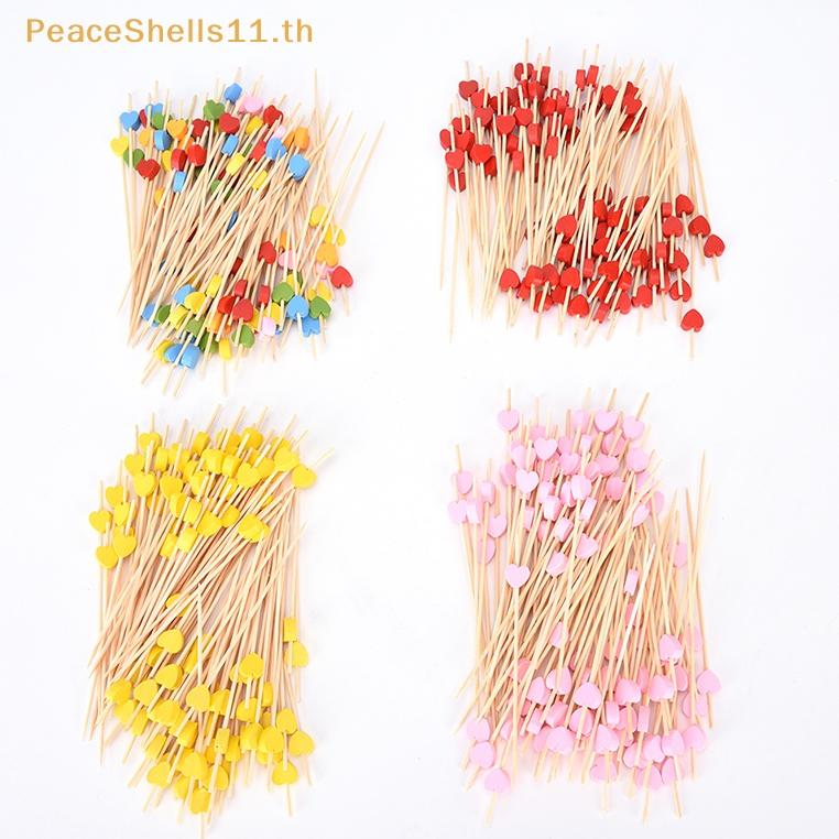 Peaceshells ใหม่ ไม้จิ้มฟัน ลายหัวใจ สําหรับตกแต่งค็อกเทล แซนวิช 100 ชิ้น 2017 TH