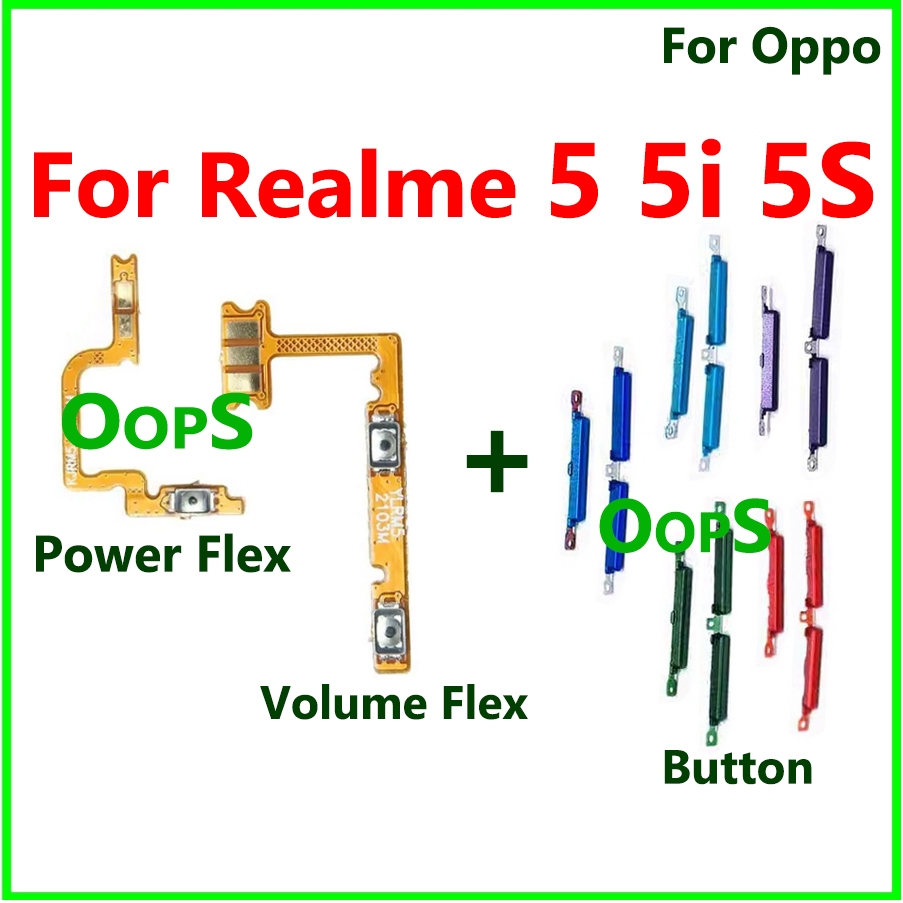 ปุ่มปรับระดับเสียงไฟ flex สําหรับ Oppo realme 5 5i 5S ON OFF ปุ่มสวิตช์กุญแจด้านข้าง flex Cable