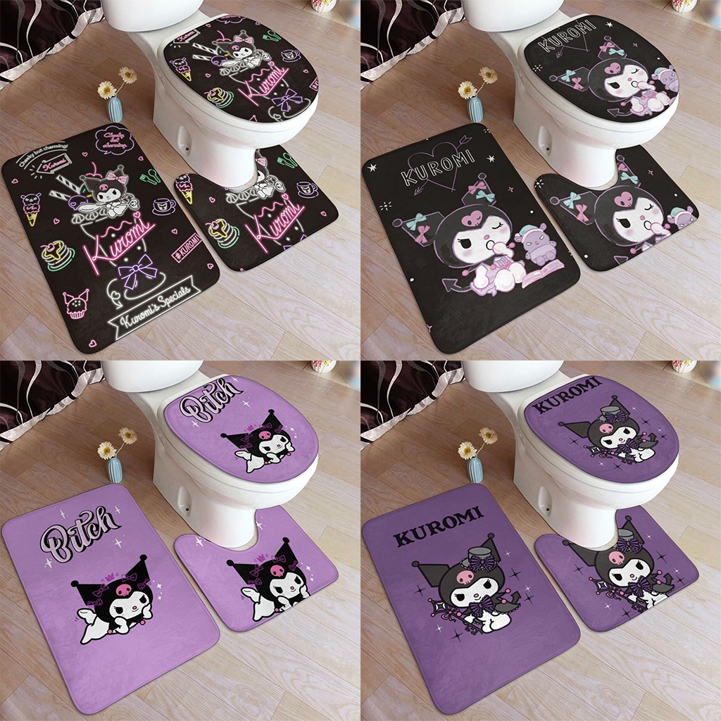 Kuromi พรมปูพื้นห้องน้ํา พรมปูพื้น กันลื่น นุ่ม 3 ชิ้น สําหรับตกแต่งบ้าน ห้องน้ํา