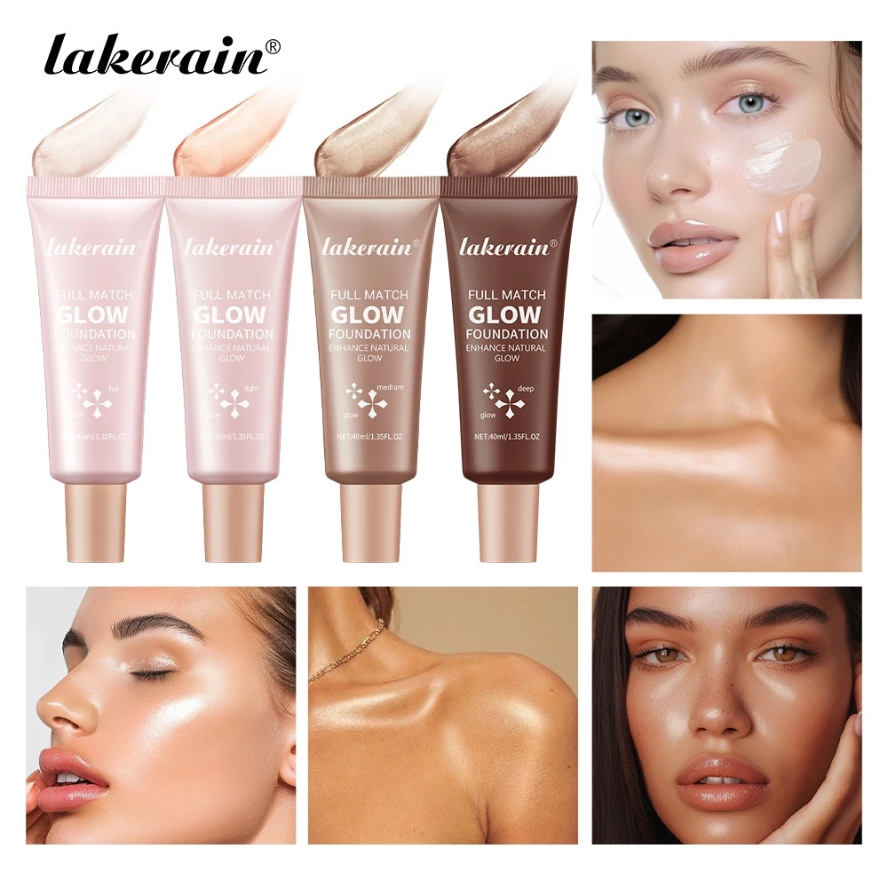 Lakerain Glow Foundation Liquid Face Filter High Shine Finish Tinted Highlight Hydrating Long-lasting Face Makeup,Natural Glow Enhancer,For An All Day