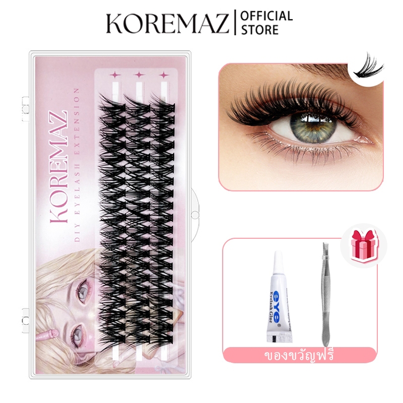 <ฟรีกาวติดขนตา & แหนบ> KOREMAZ 10D 20D 30D 40D 50D ร้อนละลายผม ต่อขนตาปลอม C / D คลัสเตอร์ ขนตาธรรมชาติ DIY ชุดเครื่องมือต่อขนตาแต่งหน้า