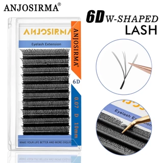 ANJOSIRMA W ความหนาของขนตาปลอม 0.07 มม. ความโค้ง C D DD ขนตา 6D W นุ่มวัสดุขนมิงค์คุณภาพสูงขนตาต่อกิ่งนุ่มและเป็นธรรมชาติ