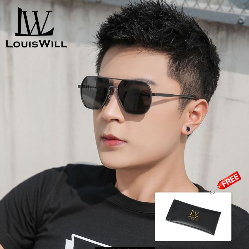 Louiswill แว่นตากันแดดแฟชั่น กรอบแว่นขนาดใหญ่ เลนส์โพลาไรซ์ TAC แฟชั่น สําหรับทุกเพศ