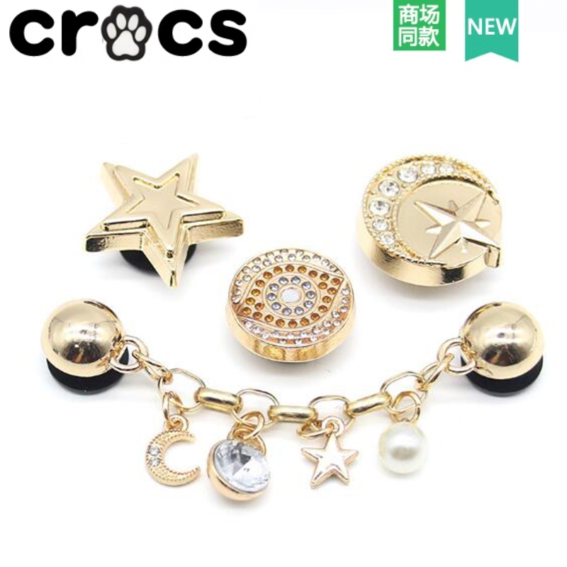 เหมาะสําหรับ Crocs Hole Bag รองเท้าดอกไม้ตกแต่งหัวเข็มขัด Carlo Chi อุปกรณ์เสริมรองเท้าหัวเข็มขัดโลหะ Star Moon Legend Zhib Star