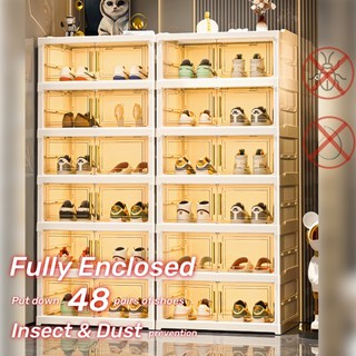 【Happy Home】 9/6/3 Layers Shoe Cabinet Installation-free Foldable Shoe Rack Storage Organizer Box With Magnetic Door