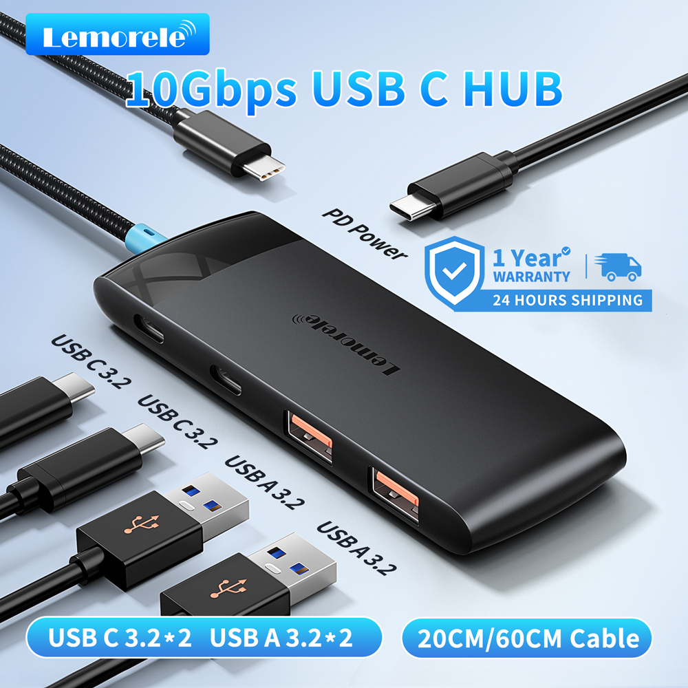 Lemorele TC109 5 in 1 4  USB Hub Adapter  Plug and Play   เข้ากันได้กับ Windows/Mac/ lpad