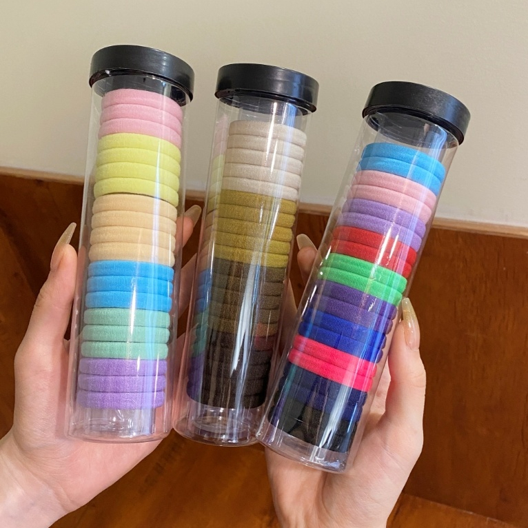 ยางรัดผมหางม้า แบบยืดหยุ่น สีพื้น แบบเรียบง่าย สําหรับผู้หญิง จํานวน 20 ชิ้น