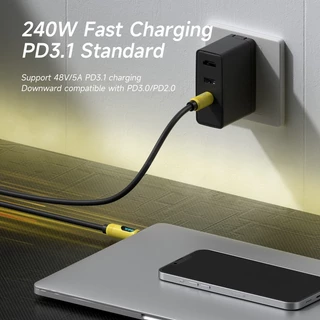 Hagibis สาย USB C ถึง USB C พร้อมจอแสดงผล LED ประเภท C Fast Charger สาย PD 240W สายชาร์จสําหรับ iPhone 17 16/15 Macbook iPad