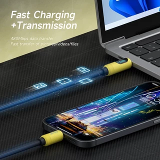 Hagibis สาย USB C ถึง USB C พร้อมจอแสดงผล LED ประเภท C Fast Charger สาย PD 240W สายชาร์จสําหรับ iPhone 17 16/15 Macbook iPad