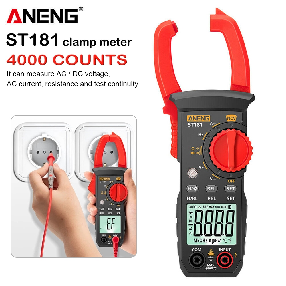 ANENG ST181  แคลมป์มิเตอร์ AC DC มัลติมิเตอร์ โวลต์โอห์มแอมป์จอแสดงผล