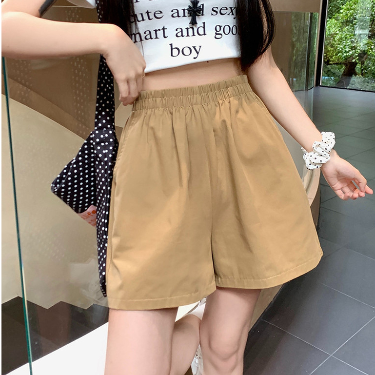 Rommers กางเกงกางเกงขาสั ้ นลําลองเกาหลีกางเกงขากว ้ างหลวม กางเกงเอวยางยืด ขากว้าง กางเกงขาสั้น - รูปที่ 2