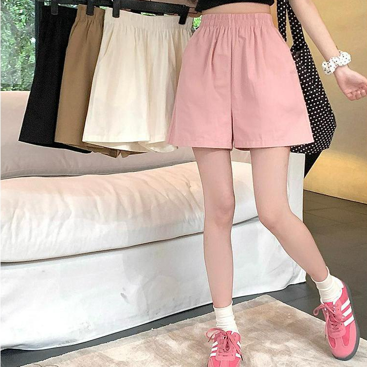 Rommers กางเกงกางเกงขาสั ้ นลําลองเกาหลีกางเกงขากว ้ างหลวม กางเกงเอวยางยืด ขากว้าง กางเกงขาสั้น - รูปที่ 7