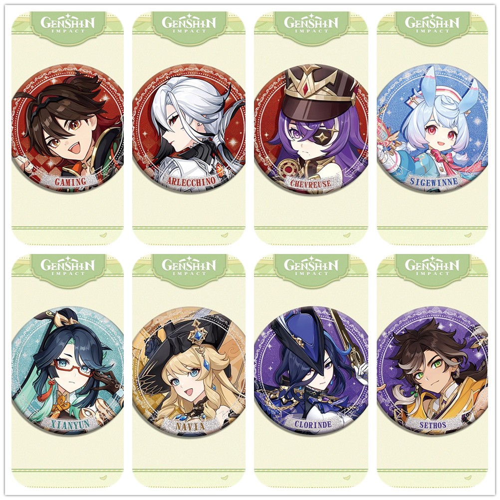 เกม Genshin Impact Xianyun Gaming Chiori Chevreuse Furina Tinplate โลหะ Badge Pin อะนิเมะอุปกรณ ์ ต ่ อพ ่ วงของขวัญสะสม