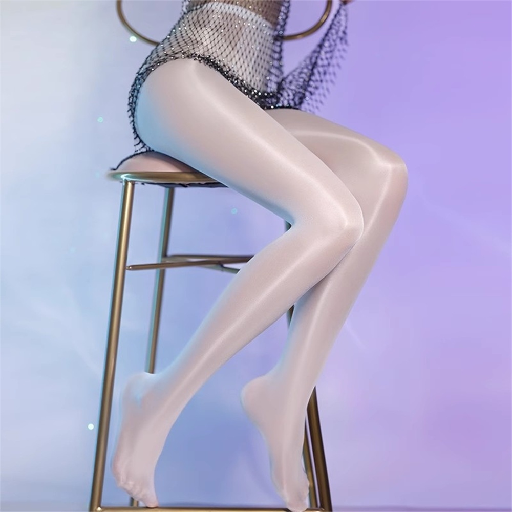 8 สีสูงเอวไนลอน Pantyhose น้ํามัน Glossy ถุงน่องหญิงเร้าอารมณ์ Intimate ชุดชั้นในเซ็กซี่เปิด Crotch Tights สําหรับชุดนอน
