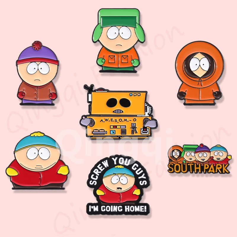 Creative ตลก South Park เข ็ มกลัด Pins การ ์ ตูนชุดเข ็ มกลัดป ้ ายโลหะผจญภัยอุปกรณ ์ เสริมของขวัญสําหรับเพื ่ อน