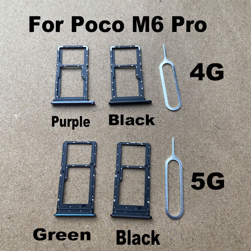 สําหรับ Xiaomi Poco M6 Pro ถาดซิมการ์ดผู้ถือซิมการ์ดสล็อตอะแดปเตอร์และ Micro SD ถาดผู้ถือฟรี Eject Pin 4G 5G