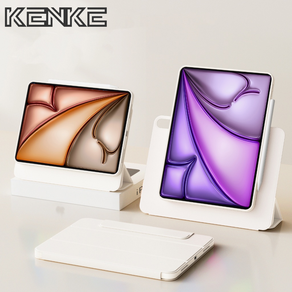 Keke เคส ipad 3-in-1 เคสอะคริลิคใสแบบถอดได้สําหรับ ipad 2024 pro 11 นิ้ว pro 12.9 ipad air 6th gen 11 นิ้ว air 13 นิ้ว 360° แม่เหล็กดูดหมุนได้ แนวนอน