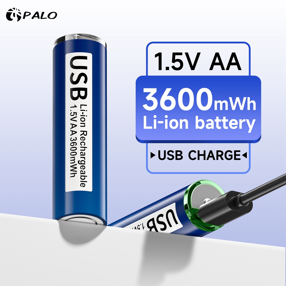 Palo 1.5V AA/AAA แบตเตอรี ่ 3600mWh/1110mWh USB Fast Charging Li-ion แบตเตอรี ่