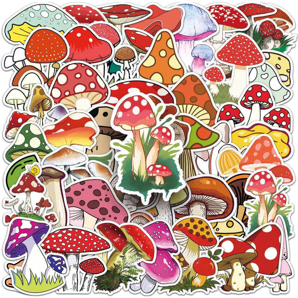 50 ชิ้นเห็ดตลก DIY Creative มอเตอร์สติกเกอร์รถสติกเกอร์สติกเกอร์หมวกกันน็อค Home Decal สติกเกอร์กันน้ํา