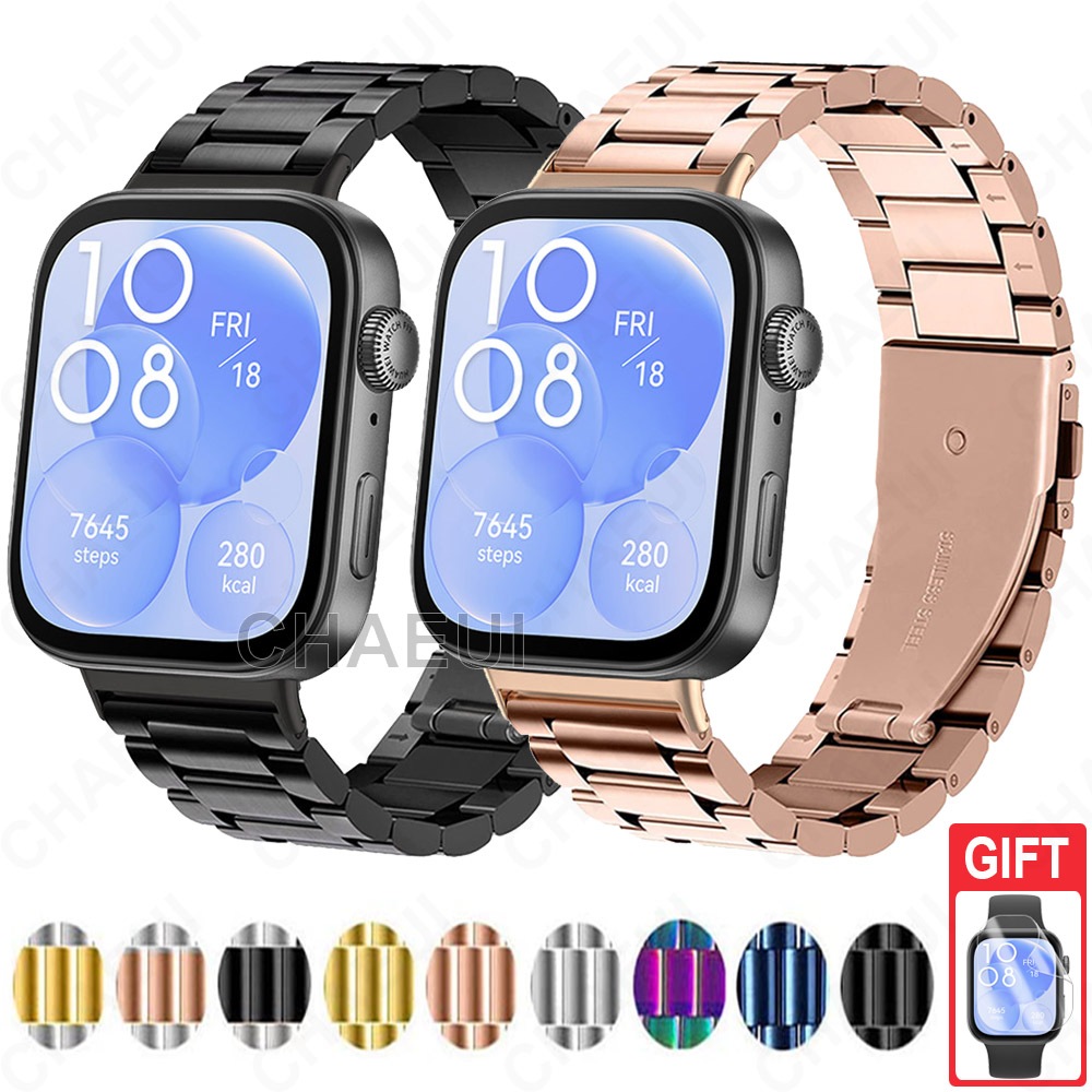 สายสแตนเลสวงสายรัดข้อมือโลหะอุปกรณ์เสริมสําหรับ Huawei Watch Fit 5 4 Pro 3 2 / Huawei Watch Fit Special Edition