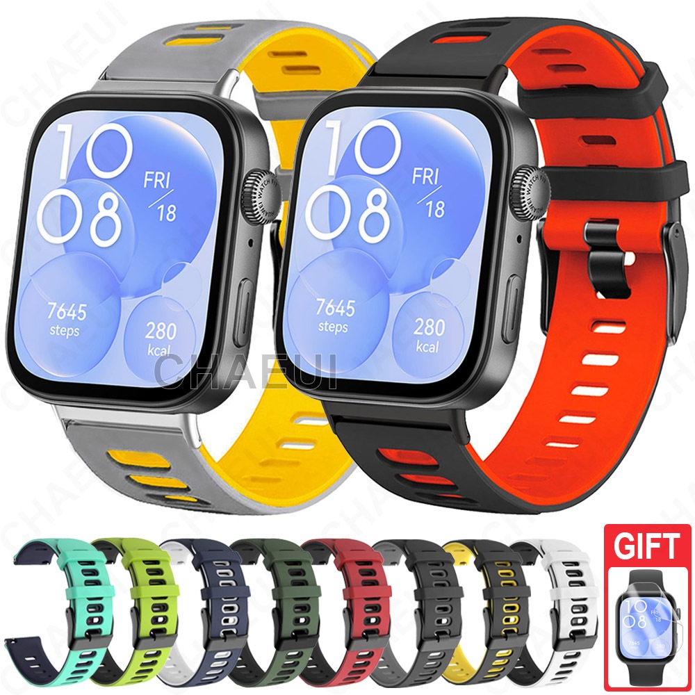 การเปลี่ยนสร้อยข้อมือสายซิลิโคนสีคู่สําหรับ Huawei Watch Fit 5 4 Pro 3 2 / Huawei Watch Fit Special Edition