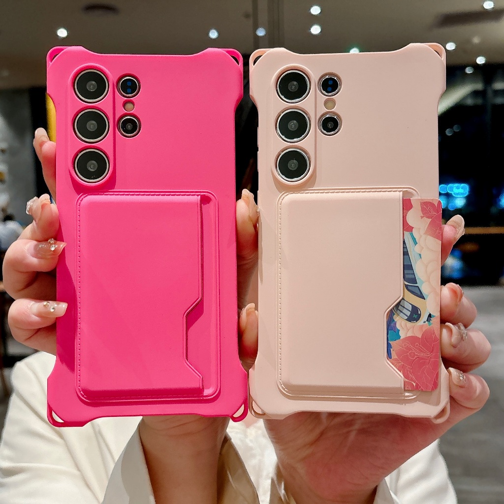 สีทึบ แพ็คการ์ดหน่วยความจำ เคส Samsung Galaxy S25 Ultra S24FE S24 Ultra S23 S22Ultra S23FE S23 S24 S25 Plus + A54 Case ใหม่ สี่มุมป้องกันการตก ซิลิโคนเหลว เคสโทรศัพท์มือถือซัมซุง