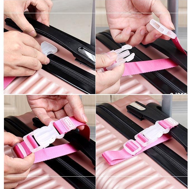 【สต็อกไทยพร้อมส่ง】สายรัดกระเป ๋ าเดินทางมีสไตล ์ หลายสีปรับกระเป ๋ าเดินทางชั ้ นวางกระเป ๋ าเดินทางหัวเข ็ มขัด