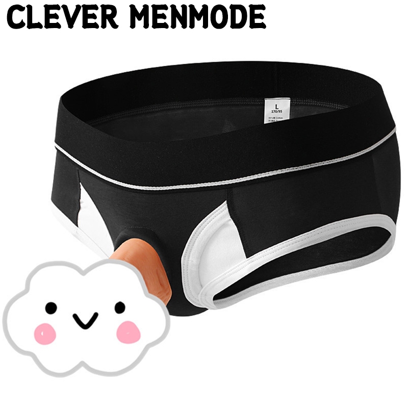 CLEVER-MENMODESexy ชุดชั้นในชายด้านหน้ากระเป๋าซิลิโคนแหวน Hollow Out กางเกงสําหรับชายกว้างเข็มขัดห่อก้นผ้าฝ้ายชายกางเกง Plus ขนาด M-2XL