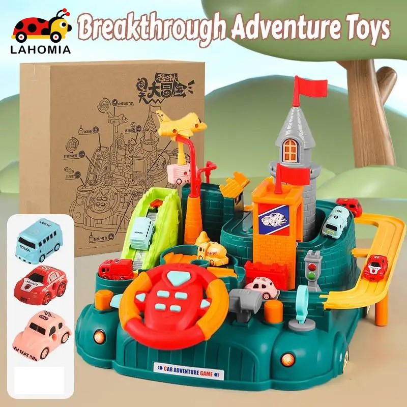Lahomia ของเล ่ นยานพาหนะ Playset 6 การตั ้ งค ่ า Early Education ของเล ่ นรถผจญภัยเกมรถไฟ