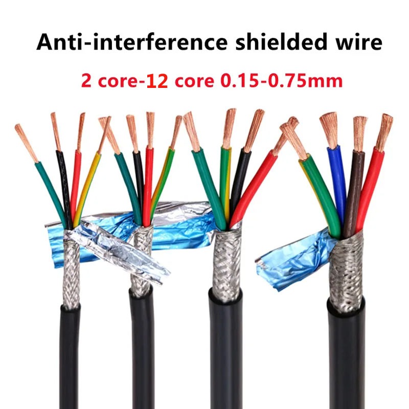 Rvvp Shielded Cable 22/20/18 AWG 2/3/4/5/6/7/8/10/12 Cores Shielded Control Signal Copper Wire Black