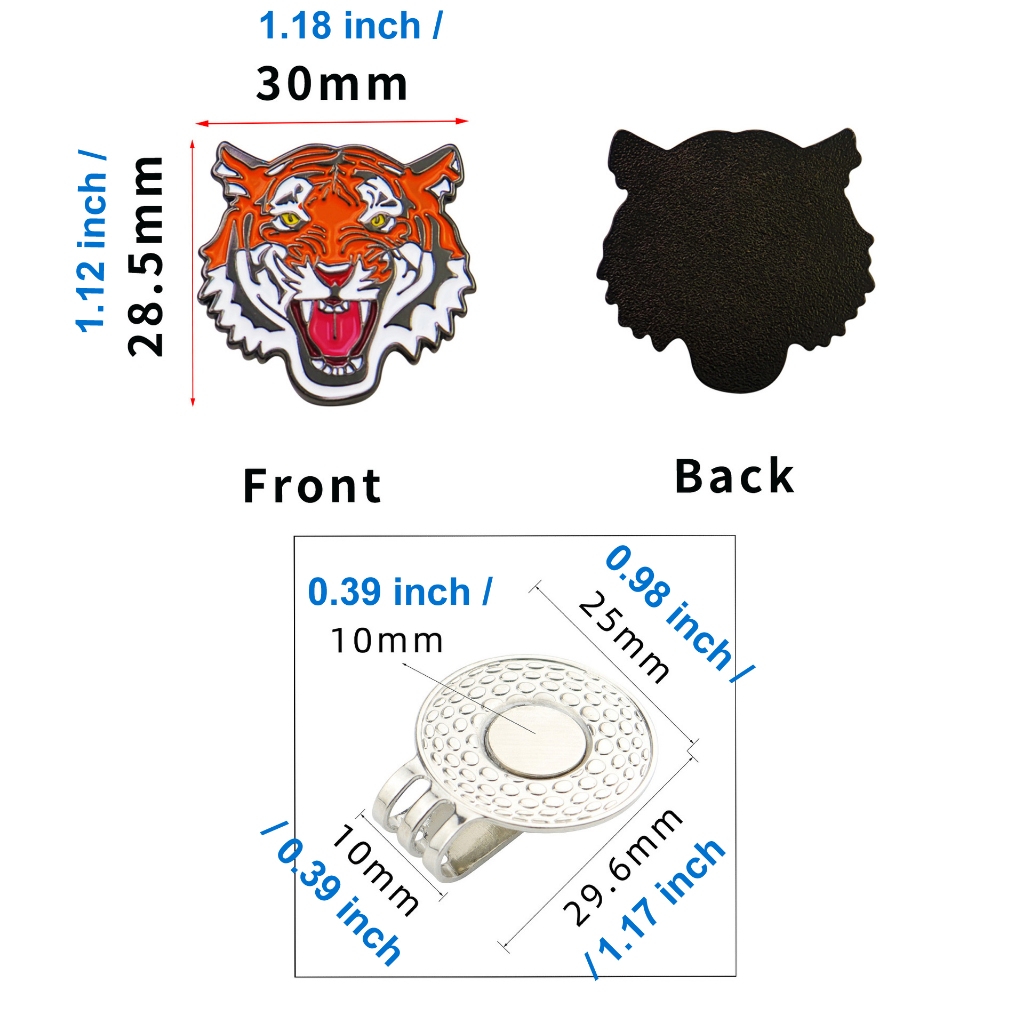 ใหม ่ อุปกรณ ์ กอล ์ ฟอุปกรณ ์ เสริม Golf Ball Marker หมวกคลิป Creative Tiger Ball Marker LY5872 - รูปที่ 7