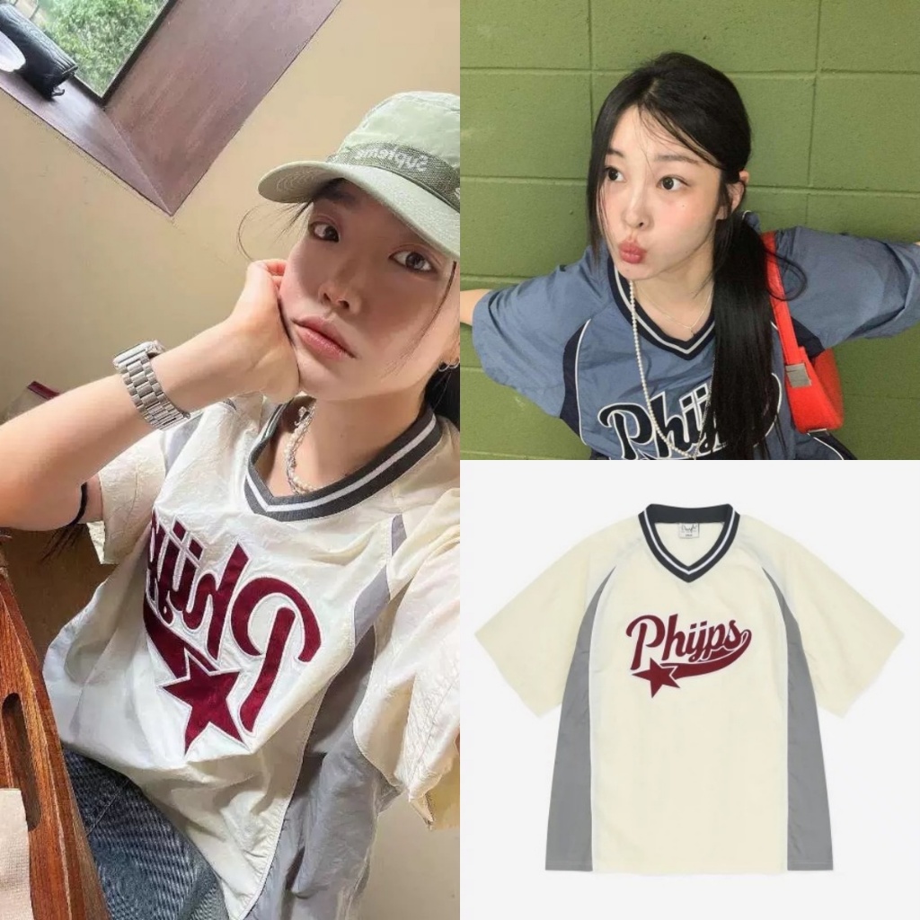 [จัดส่งตลอด 24 ชั่วโมง] เสื้อยืดผู้หญิง เสื้อยืดคอวีย้อนยุคอเมริกันเวอร์ชั่นเกาหลี ขนาดใหญ่เกินไป แฟชั่นแขนสั้น